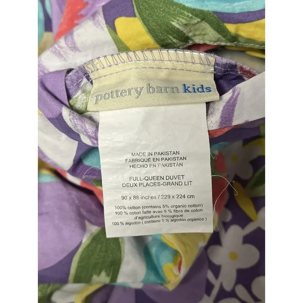 Pottery Barn Kids Poppy Duvet Cover Full / Queen Purple Multi Floral Tie Closure